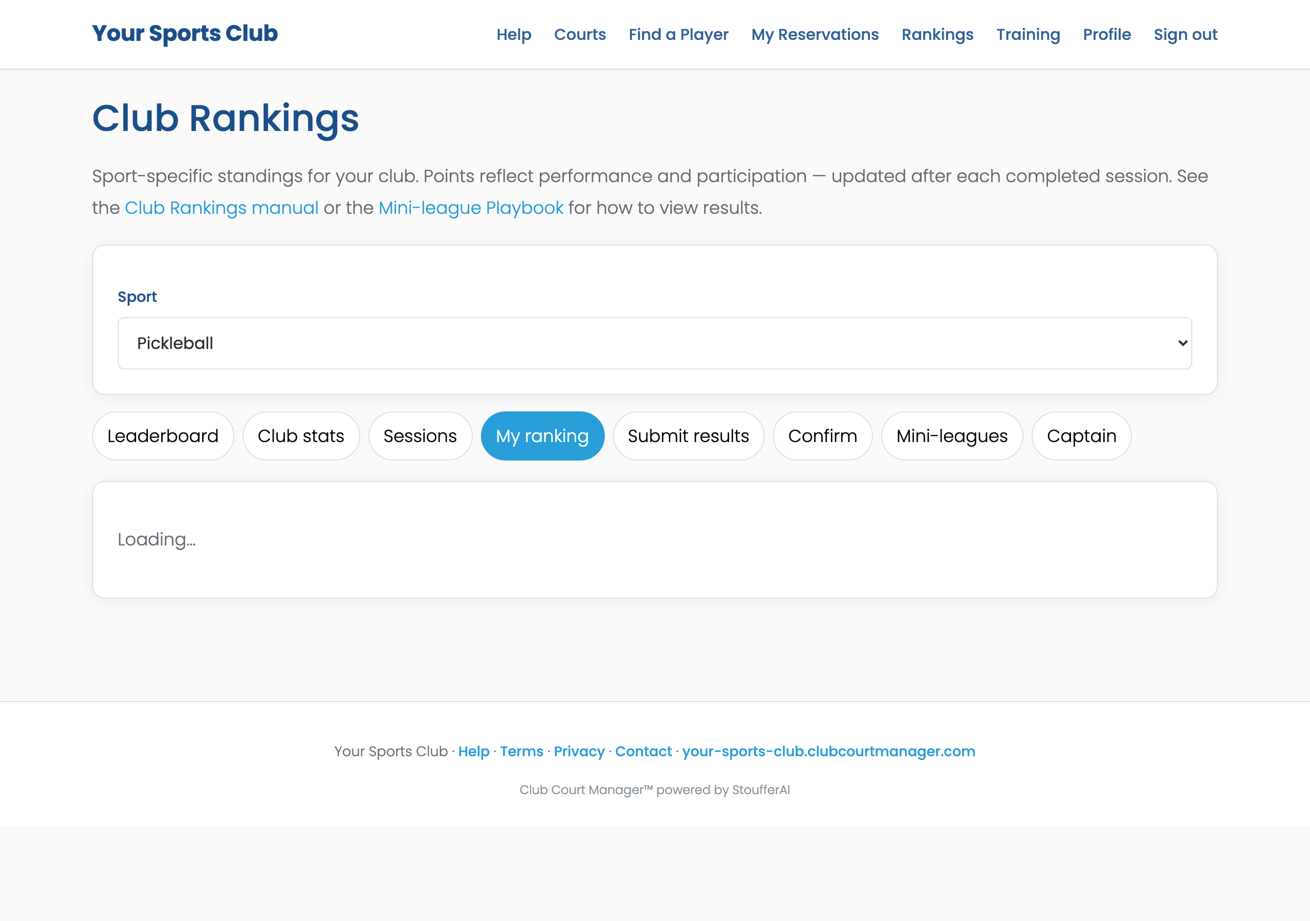 Club Rankings My ranking tab with personal summary and wallet QR